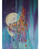 Le bateau, acrylique, papier coll� et huile sur toile, format 60F, 2014